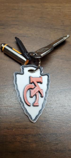 KANSAS CITY CHIEFS KEYCHAIN - ONLY 2 COLOR CHANGES - HANGS VERTICALLY ON KEYCHAIN - NO LOOP
