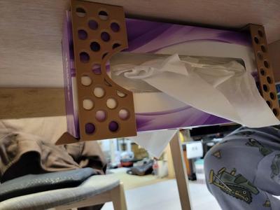 Underdesk tissue box side mount