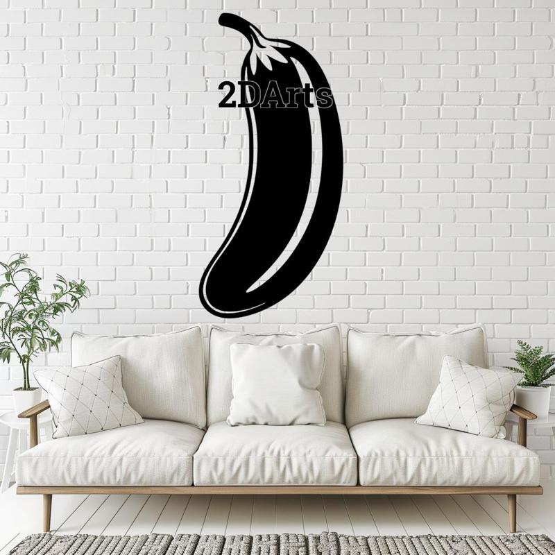Eggplant 2D Wall Art/Window Art - Digital STL & SVG Files for 3D Printing and Laser Cutting