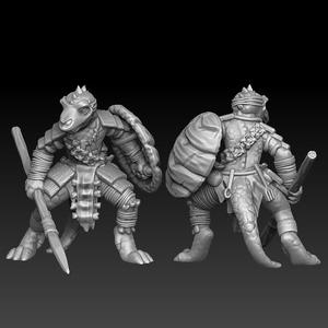 Lizard tribal warrior with spear and turtle sheld