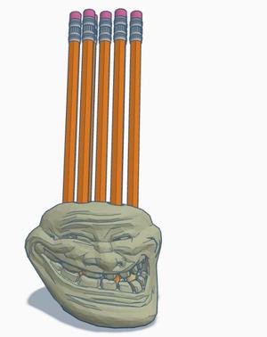 Trollface Pencil Holder (Low-Poly)