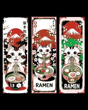 Even the Cat loves to eat his Ramen!   Lunch Time!   Set of Bookmarks