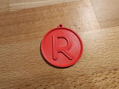 'R' Alphabet Round Keychain
