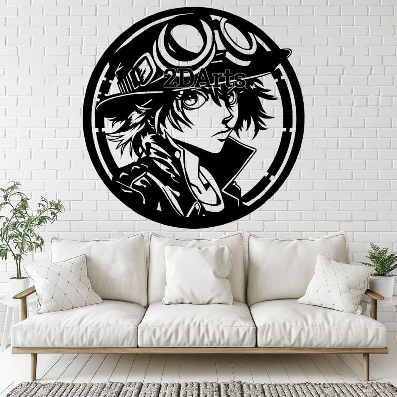 Anime Steampunk Character 2D Wall Art/Window Art - Digital STL & SVG Files for 3D Printing and Laser
