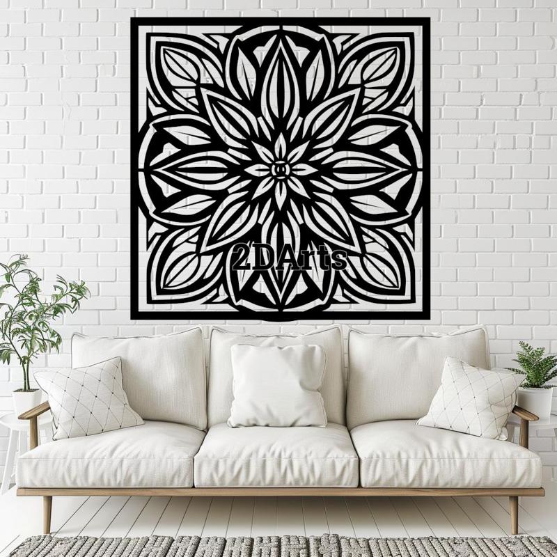 Mandala 2D Wall Art/Window Art - Digital STL & SVG File for 3D Printing or Laser Cutting