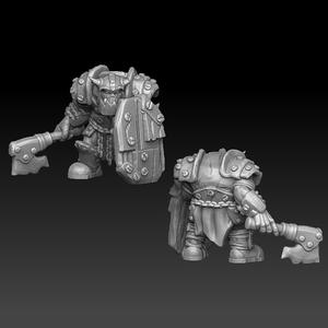 ork warrior armored with axe and sheld