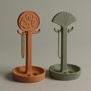 Harmony Jewelry Holders with Elegant Cloud and Fan Patterns – Stylish Ring and Chain Organizer for M