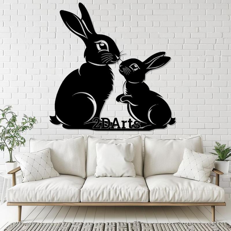 Rabbit Baby and Mother 2D Wall Art/Window Art