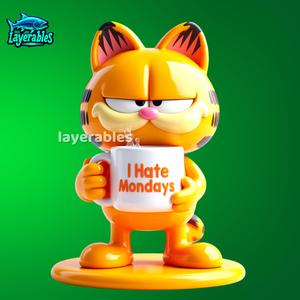 Garfield 3D Printer Model - STL File - Funny Cartoon Cat Collectible - 3D Print Coffee Lover Figure 