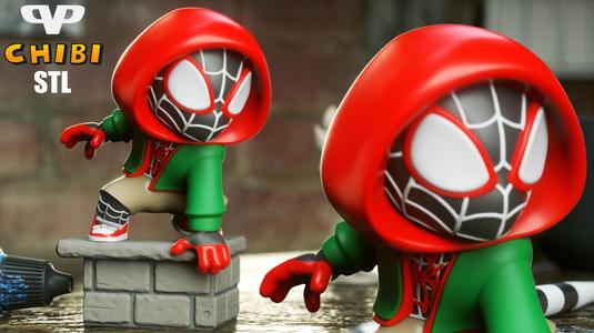 Spider-Man Miles Morales Chibi STL for 3D Printing ChibiSTL 3DXM