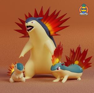 Pokemon - Cyndaquil Quilava and Typhlosion