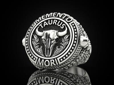 Zodiac skull ring Taurus