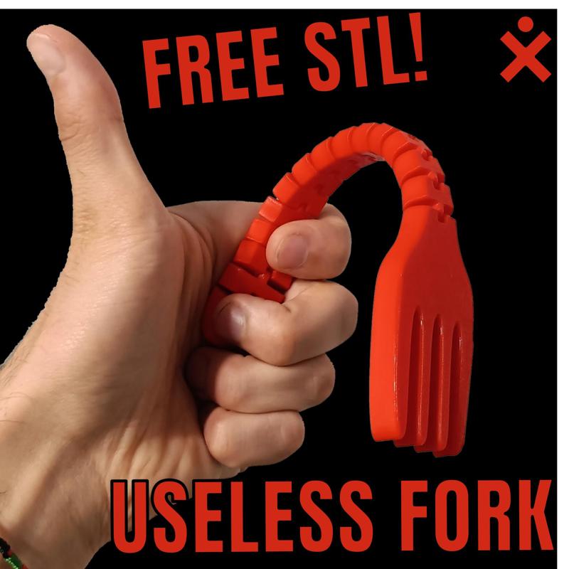 Useless fork – PRINT IN PLACE, FLEXI STL by Forbidden Miniatures
