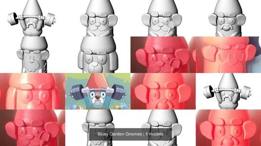 Bluey Garden Gnomes 3D Model Collection