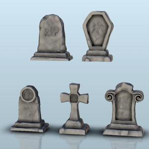 Set of tombstones - Age of Sigmar Bolt Action Flames of War scenery terrain wargame Modern