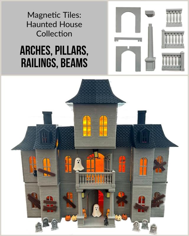 Magnetic Tile Haunted House RAILINGS, PILLARS, ARCHES & BEAMS