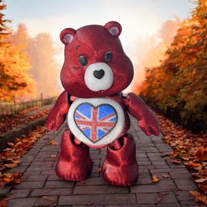 UK LOVE Bear, Union Jack, UK, British, Europe, Print in Place, Articulated, Flexi, Flexible. 