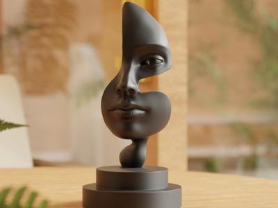 Note of Emotion Sculpture – Abstract Black Art