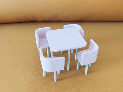 1:12 Miniature Combination Dining Table and Chair Set