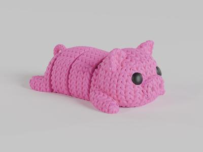 Knitted Articulated Pig Flexi Keychain