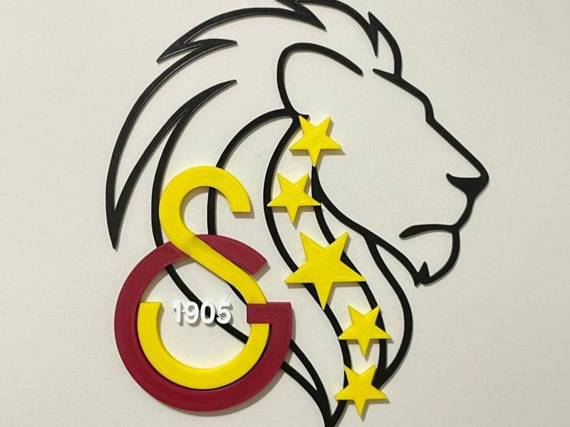 Galatasaray 5-Star Lion Emblem Wall Decor