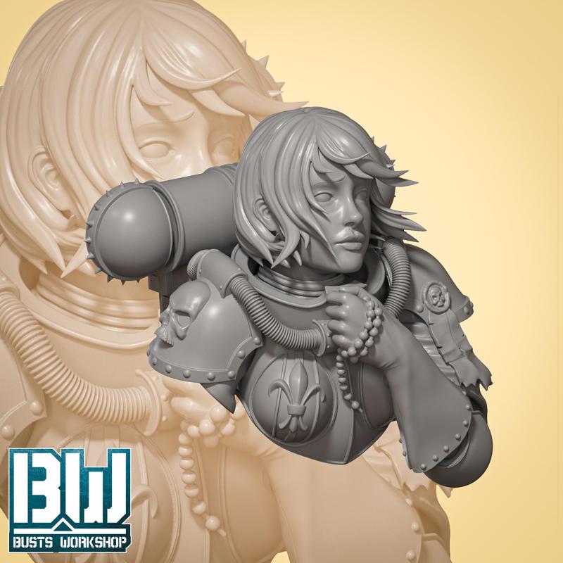Space Nun (55mm Bust) STL File