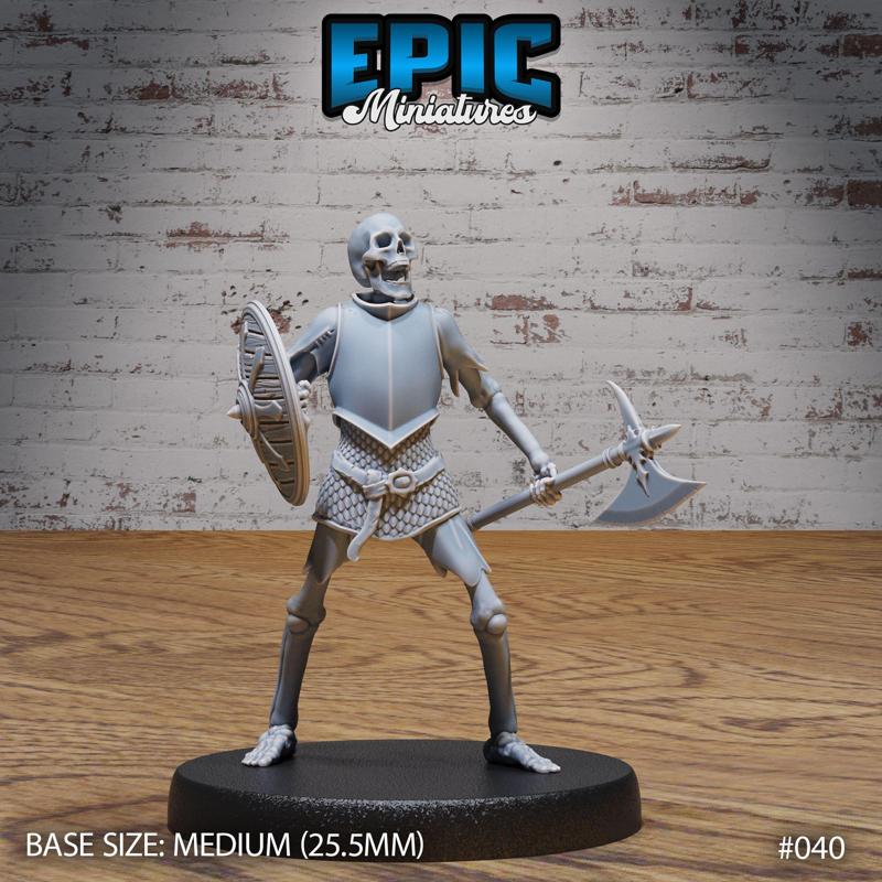 Skeleton Army Axe & Shield / Undead Soldier / Evil Skelet Warrior / Zombie Fighter / Evil Bone Kingdom / Walking Dead Monster / Rotting Humanoid / Graveyard Encounter
