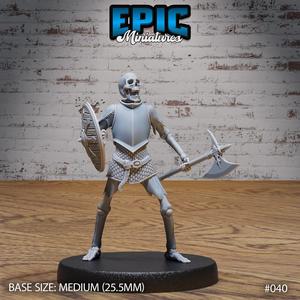 Skeleton Army Axe & Shield / Undead Soldier / Evil Skelet Warrior / Zombie Fighter / Evil Bone Kingdom / Walking Dead Monster / Rotting Humanoid / Graveyard Encounter