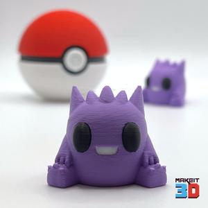 3D Printable Chibi Gengar With Print in Place Pokeball