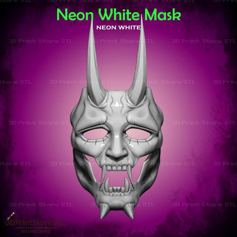 White Mask Cosplay Neon White Game - STL File