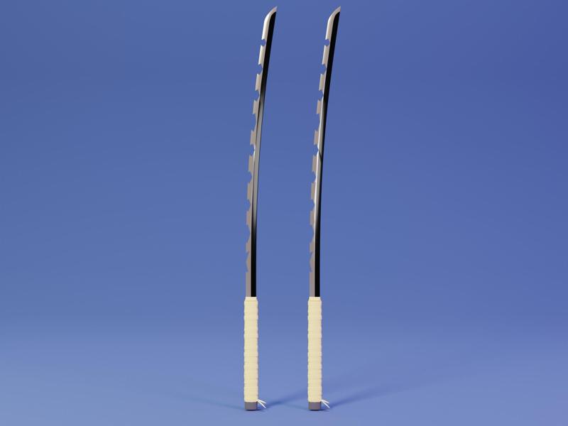 Inosuke Sword - Demon Slayer kimetsu no yaiba Low-poly