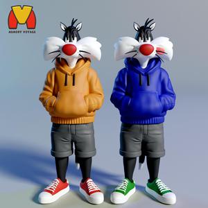 Sylvester Cat Urban Vibes  with Hoodie ( MULTIPARTS AND 3MF )