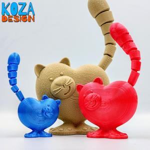 Heart Cat with flexible and articulated tail printed in place
