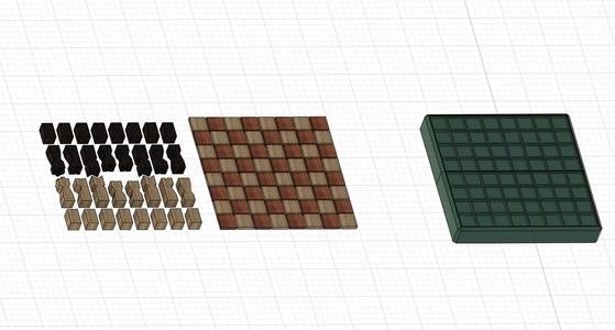Chess board with pieces and storage