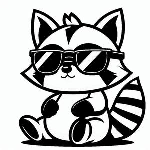 Cool Raccoon in glasses line art