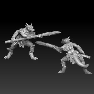 Lizard with stone spear