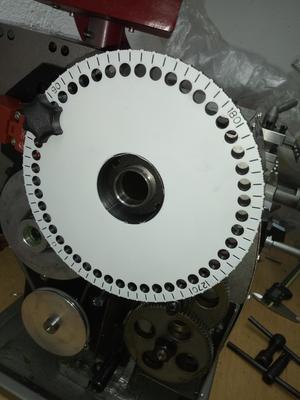 Indexing / dividing plate (Teilscheibe) for lathe Paulimot PM190-V or Optimum D180x300