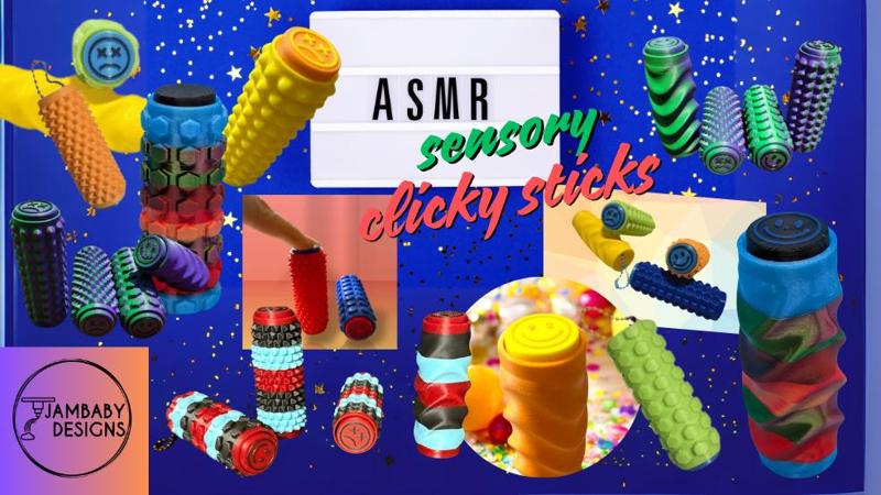 ASMR Sensory Clicky Sticks-- Keychains for calming and stimulation