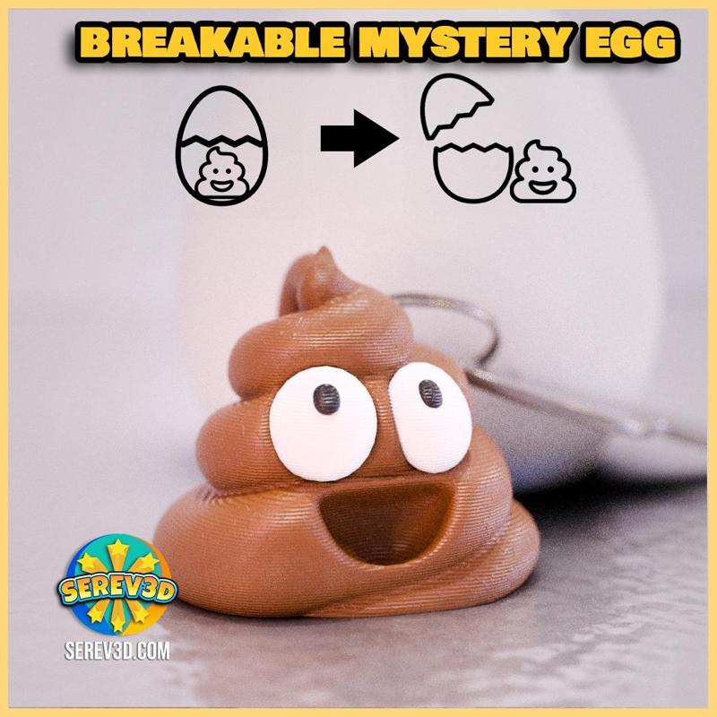Poop Emoji Keychain in Breakable Mystery Easter Egg - Serev3D free stl