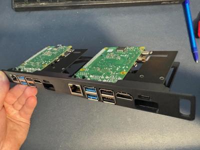 0.5U Dual [RPi4 + DeskPi ext.] 10" rack bracket