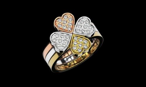 Stackable minimalist custom ring Stacking band Heart diamond