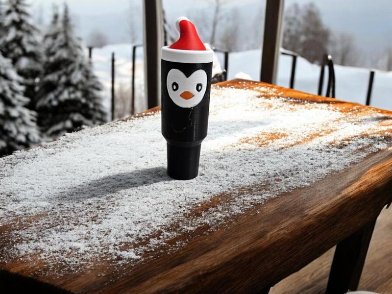 Penguin tumbler chapstick tube holder keychain