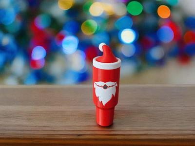 Santa tumbler chapstick tube holder keychain
