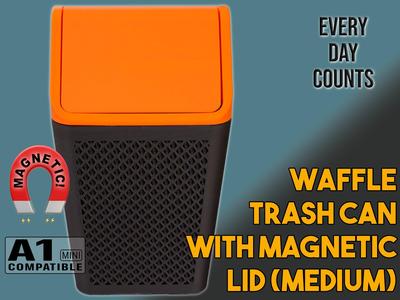 Waffle trash can with magnetic lid - Medium