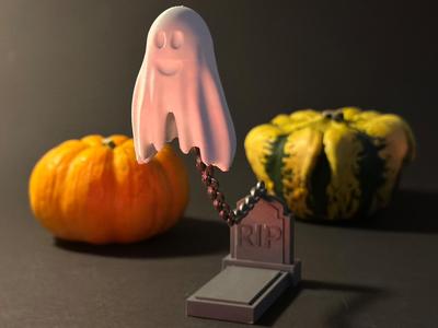 Cute flying ghost escapes the grave