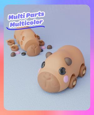 Movable Capybara Bus Keychain (Multicolor & Separated Parts)