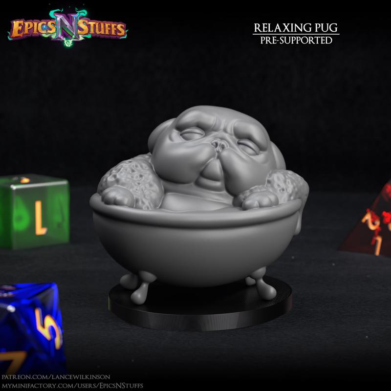 Bathing Pug miniature - Pre-Supported