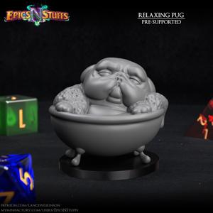 Bathing Pug miniature - Pre-Supported