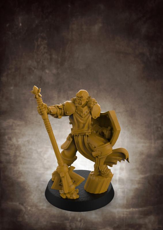 Male Paladin - Human/Half-orc (32mm scale miniature)