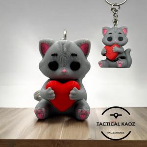  Cat Holding Heart  – Flexy & Figurine Keychain Charm 